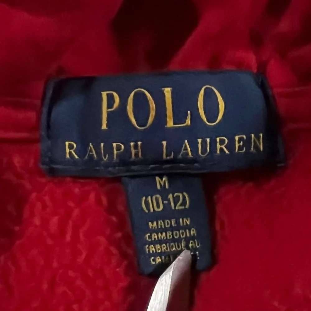 Polo Ralph Lauren Hoodie Boys‎ M 10-12 Red Full Zip Pony Logo Fleece Sweatshirt